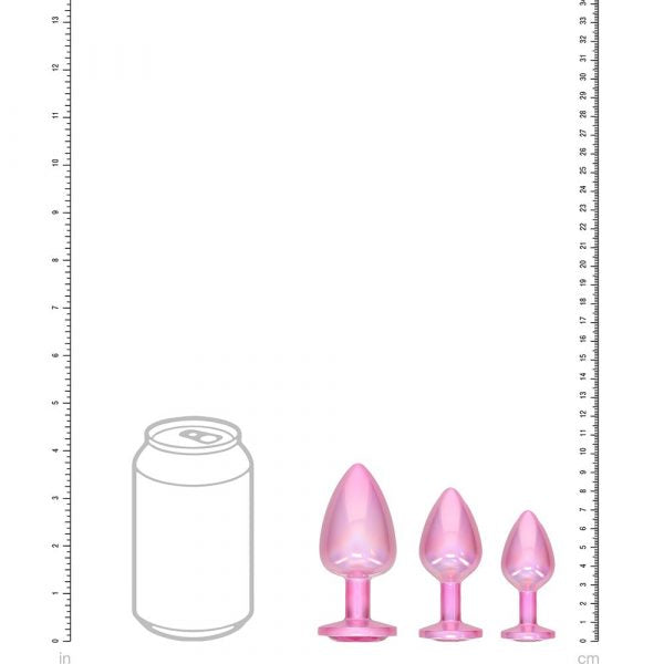 Shots Paris Collection Pink Anal Plug Set – 3 Sizes with Jewel Bases