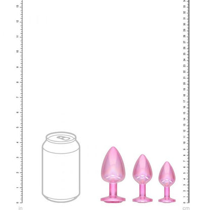 Shots Paris Collection Pink Anal Plug Set – 3 Sizes with Jewel Bases