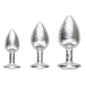 Shots New York Collection Silver Anal Plug Set – 3 Sizes with Jewel Bases