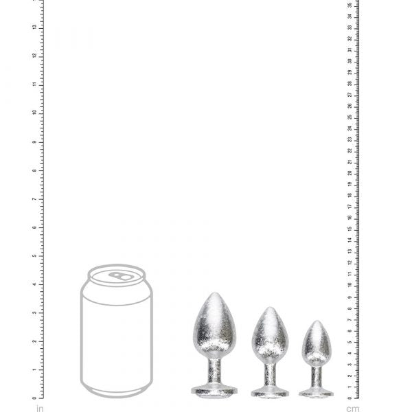 Shots New York Collection Silver Anal Plug Set – 3 Sizes with Jewel Bases