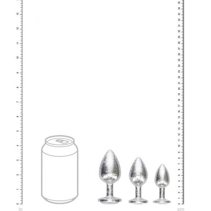 Shots New York Collection Silver Anal Plug Set – 3 Sizes with Jewel Bases