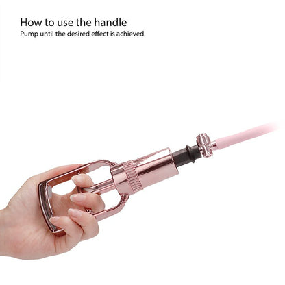 Shots Pumped Pussy Pump with acrylic cylinder, hand pump, and hose – vulva suction toy for arousal enhancement