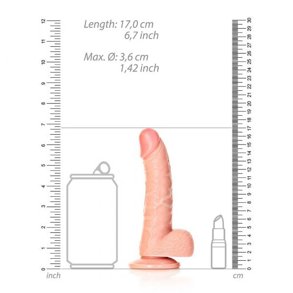 Shots RealRock 6″ Cock with Balls Curved Dildo