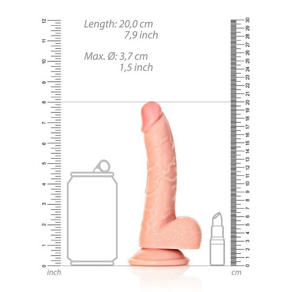 Shots RealRock 7″ Cock with Balls Curved Dildo
