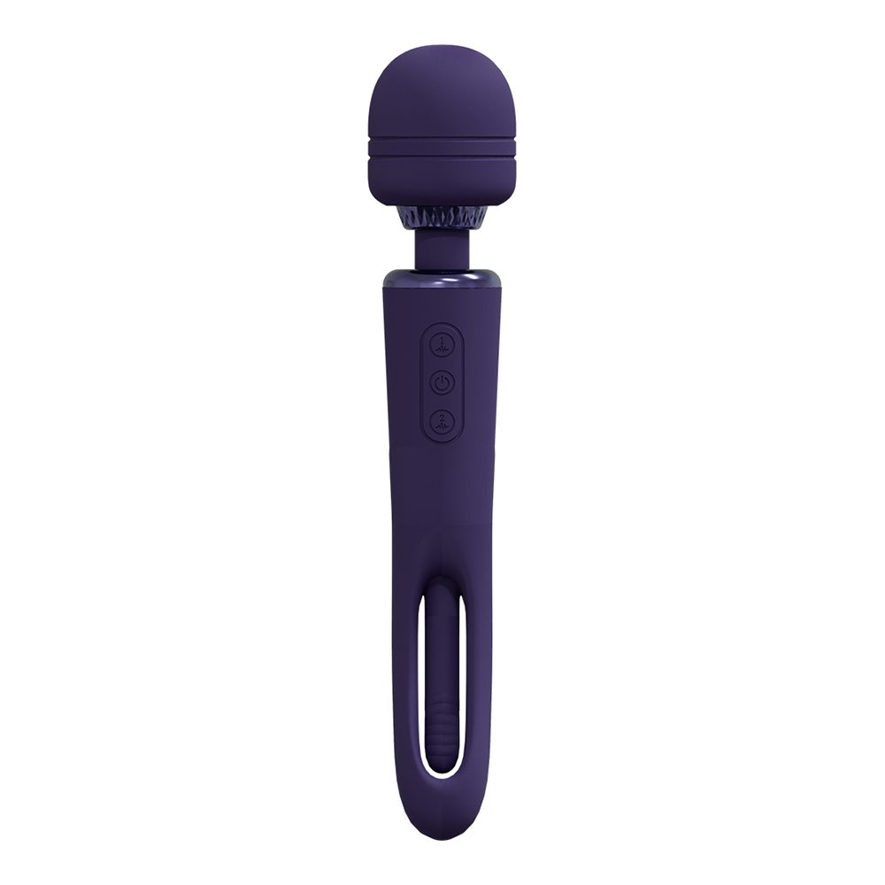 Shots Kiku Wand head delivering deep, rumbly vibrations