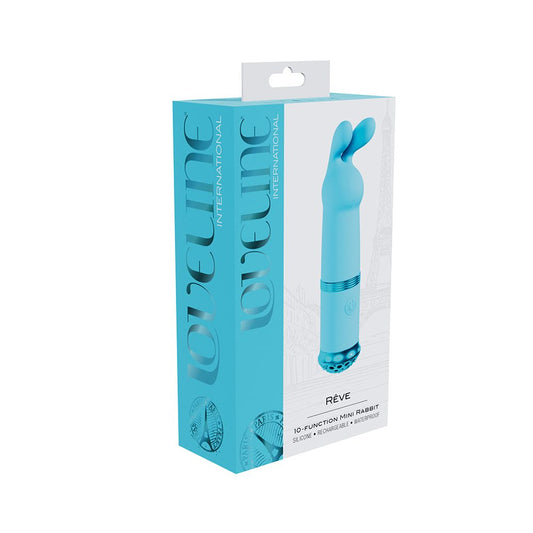 Elegant black mini rabbit vibrator with color-changing light base – Shots Rêve Mini Rabbit Vibe.