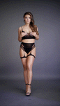 Shots 2 Piece Bra Set With Garters Black