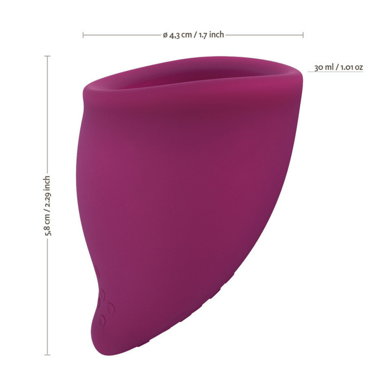 un Factory Fun Cup Explore Kit with two menstrual cups and black antimicrobial storage pouch