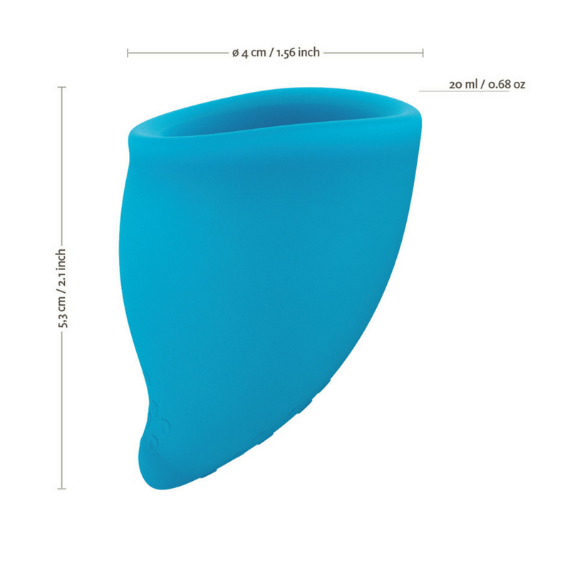 un Factory Fun Cup Explore Kit with two menstrual cups and black antimicrobial storage pouch
