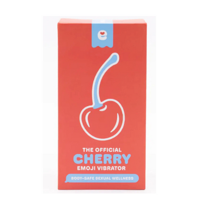 Box of 'The Official Cherry Emoji Vibrator' on a white background