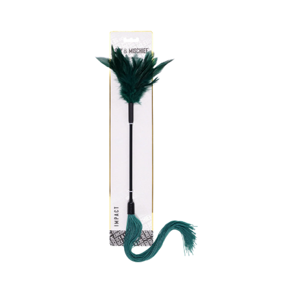 Sportsheets Indica feather tickler with green feathers and silicone strands