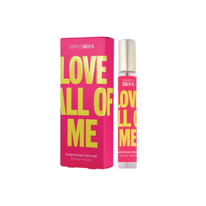 Simply Sexy Love All Of Me Pheromone Perfume –  travel-size bottle with floral-vanilla scent, designed to enhance your natural chemistry