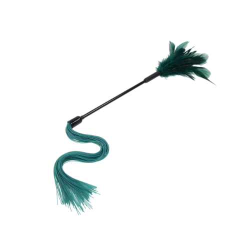Sportsheets Indica feather tickler with green feathers and silicone strands