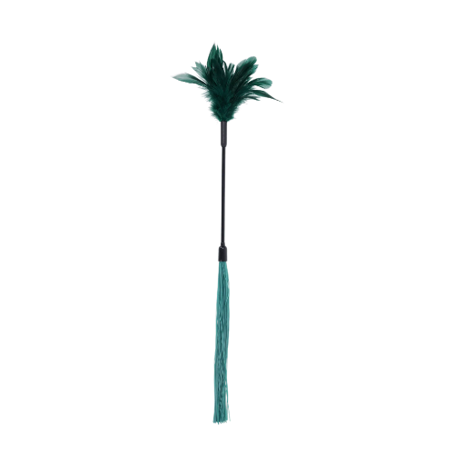 Sportsheets Indica feather tickler with green feathers and silicone strands