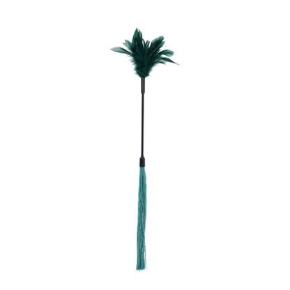 Sportsheets Indica feather tickler with green feathers and silicone strands