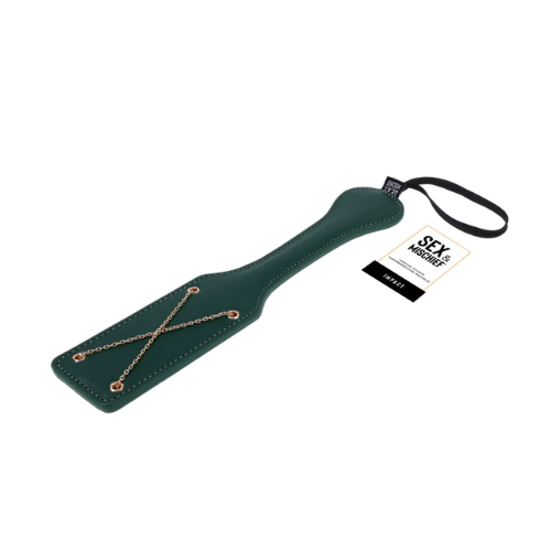 Sportsheets Indica chain impressions paddle in emerald green with gold chain inlay