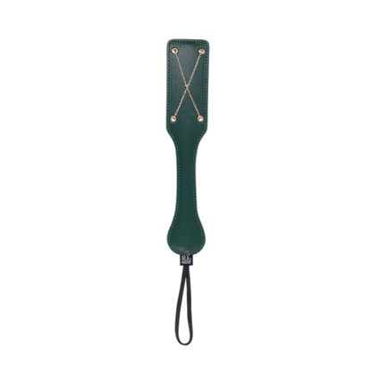 Sportsheets Indica chain impressions paddle in emerald green with gold chain inlay