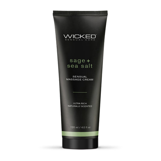 Wicked Sensual Massage Cream – Sage & Sea Salt jar with botanical ingredients