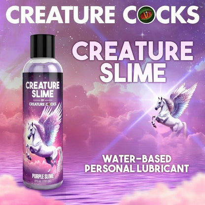 Creature Slime Water-Based Lube – purple fantasy-themed lubricant in 4oz and 8oz bottles