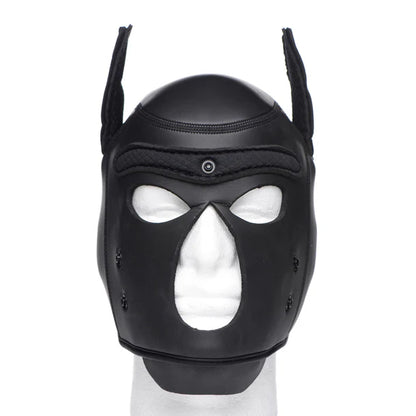 Spike Neoprene Puppy Hood with adjustable muzzle and bendable ears, designed for puppy play and BDSM roleplay