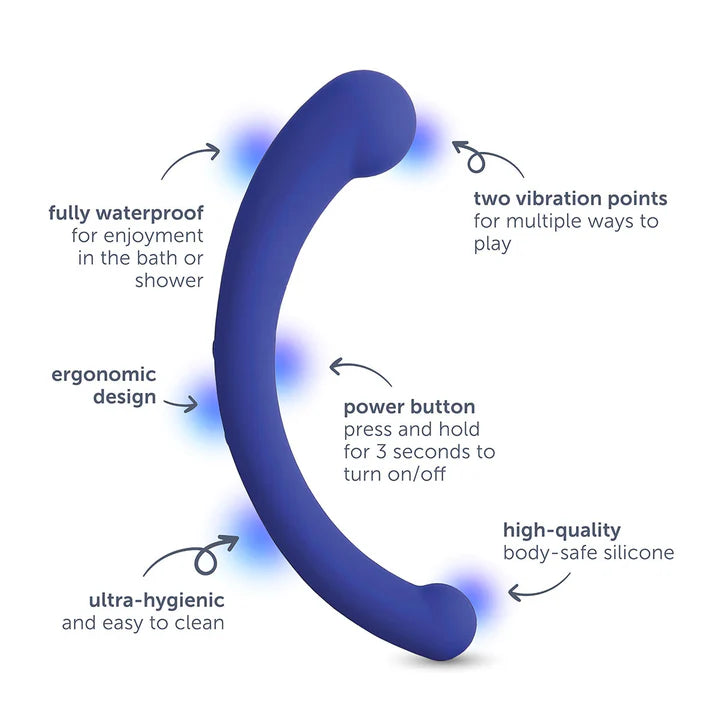plusOne dual vibrating arc gender-inclusive vibrator made from body-safe silicone
