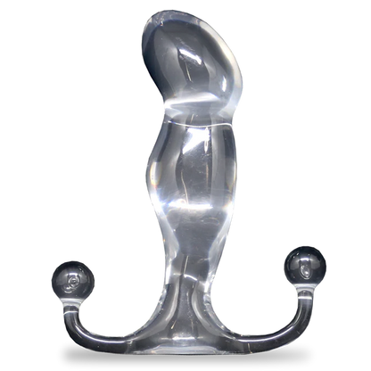 Aneros Progasm Ice (clear) side angle with perineum tab