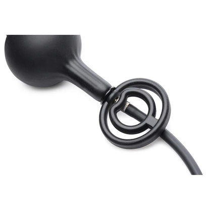 Devils Rattle Inflatable Silicone Anal Plug with Cock and Ball Ring