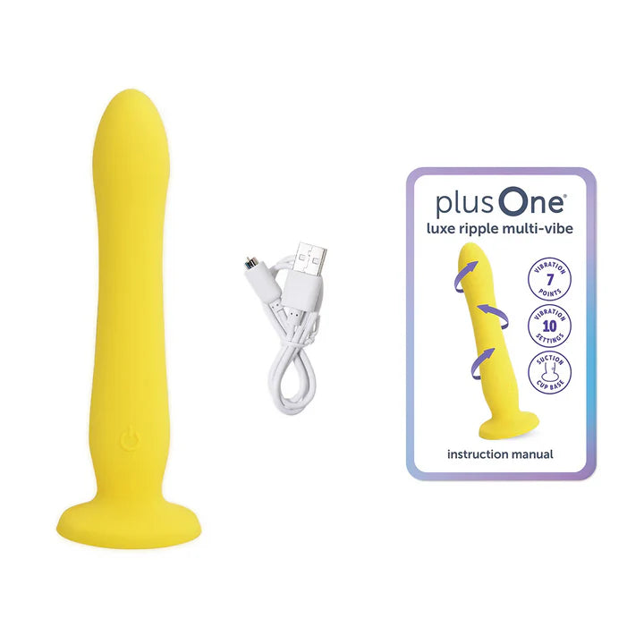 plusOne Luxe Ripple Multi-Vibe suction cup dildo made from body-safe silicone