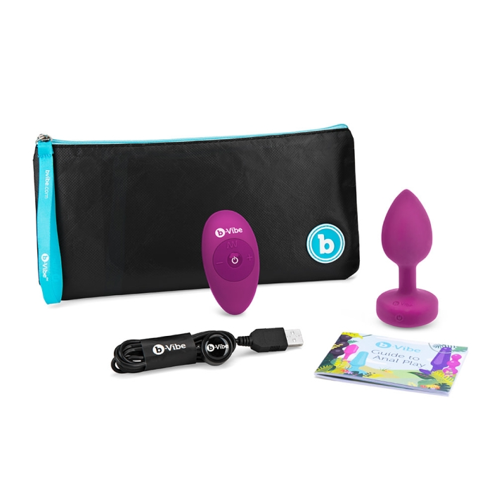 b-Vibe Vibrating Jewel Plug – Small/Medium size anal plug with sparkling jewel base and remote control