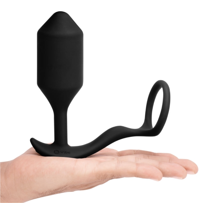 b-Vibe Vibrating Snug & Tug XL with large weighted plug and ring