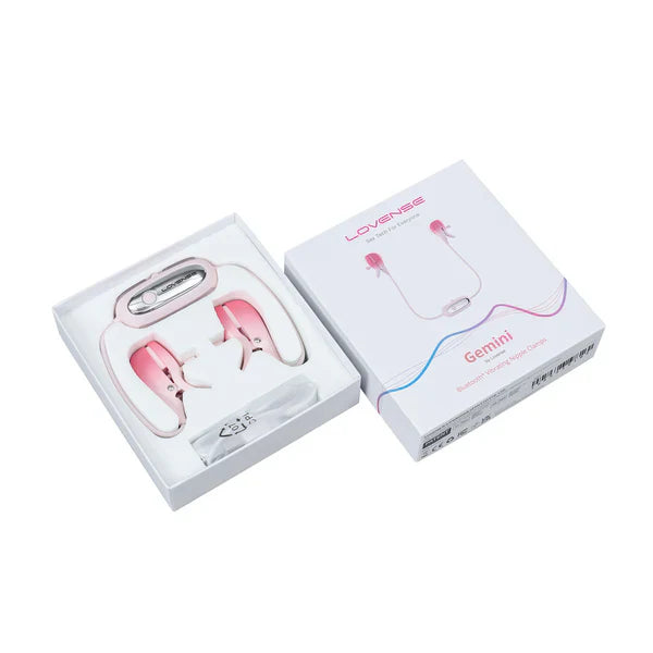 Lovense Gemini app-controlled vibrating nipple clamps made from body-safe silicone and ABS