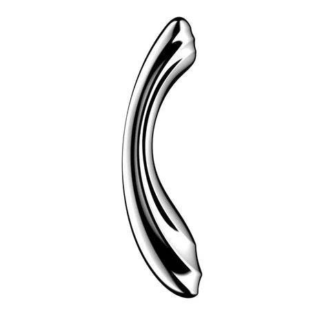 Satisfyer Pure Gravity 2 stainless steel curved dildo with rippled texture