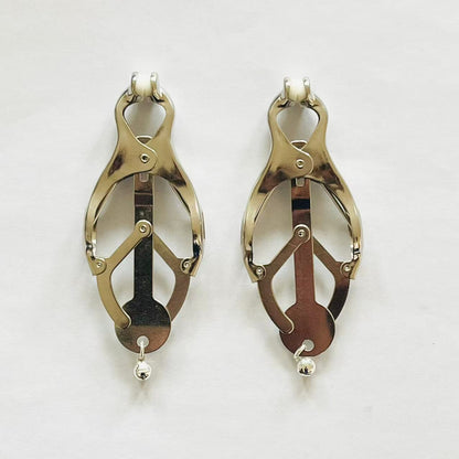 Silver Clover Nipple Clamps – Adjustable Pressure BDSM Jewelry for Intense Play