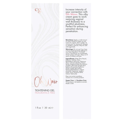 CG Oh Wow Tightening Gel – 1oz tube with pink label, body-safe formula for vaginal tightening and enhanced intimacy.