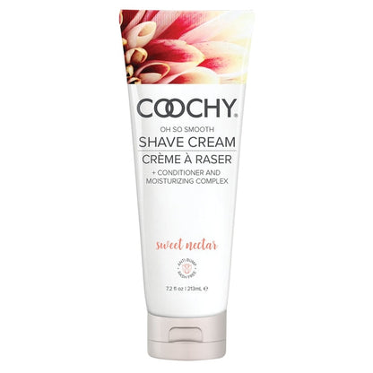 Tube of Coochy Sweet Nectar Shave Cream with a floral design