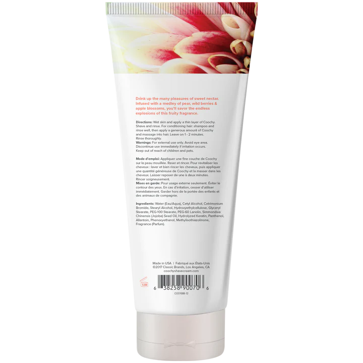 Coochy Sweet Nectar Shave Cream bottle with fruity scent