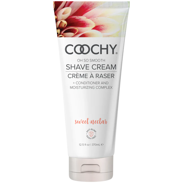 COOCHY shave cream tube with floral design on a white background