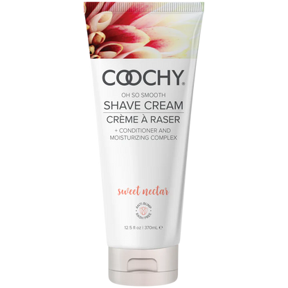 COOCHY shave cream tube with floral design on a white background