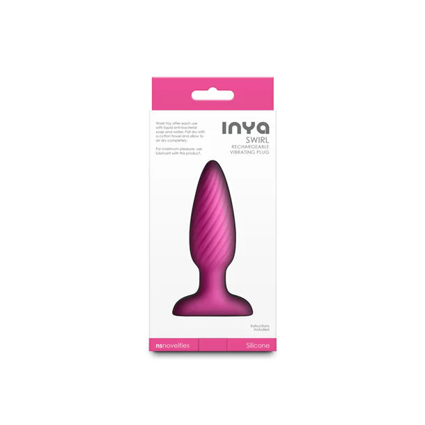 NS Novelties INYA Swirl ribbed vibrating anal plug silicone rechargeable water resistant