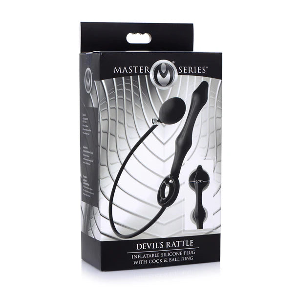 Devils Rattle Inflatable Silicone Anal Plug with Cock and Ball Ring