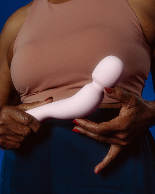 Dame Com Wand Vibrator in matte silicone with curved handle