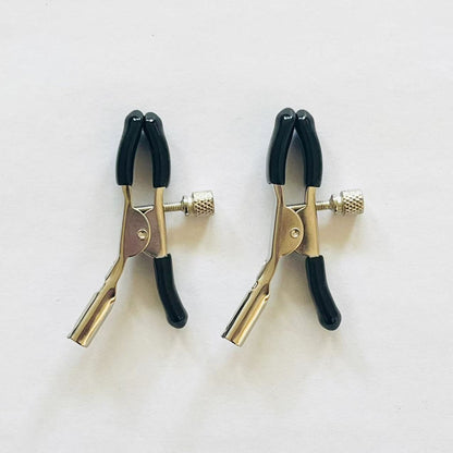 Adjustable Stainless Steel Nipple Clamps with Rubber Tips – BDSM Accessory for Couples