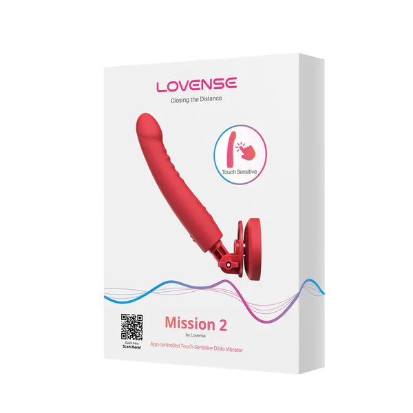 Lovense Mission 2 app-controlled vibrating suction cup dildo with adjustable angle and body-safe materials