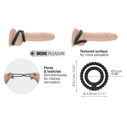 Dorcel Dual Ring – Dual cock ring for penis and testicle stimulation, stretchy ribbed silicone