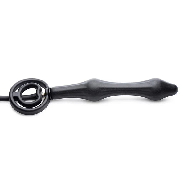Devils Rattle Inflatable Silicone Anal Plug with Cock and Ball Ring