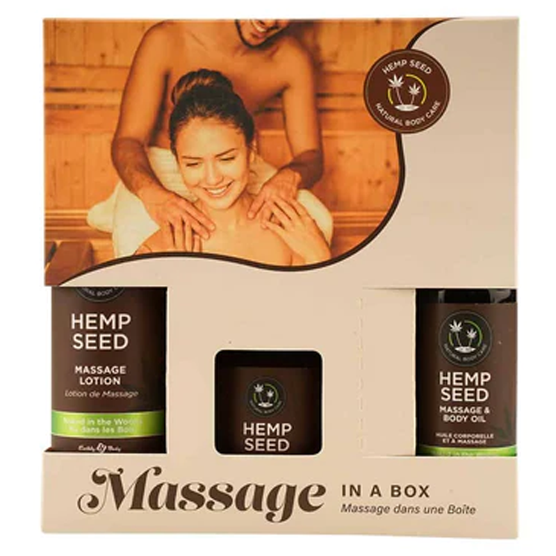 Earthly Body Massage in A Box – Naked In The Woods – Hemp Seed Gift Set