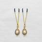 Gold nipple clamps with teardrop charm and faux pearl center – PurpleNight.ca