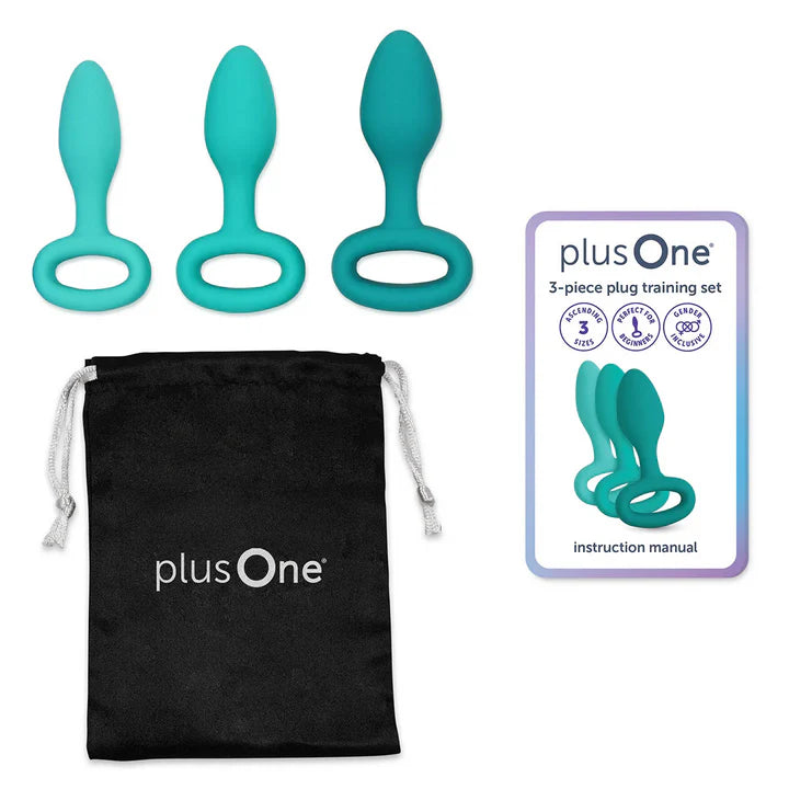 plusOne 3-piece plug training set made from body-safe silicone with smooth tip design