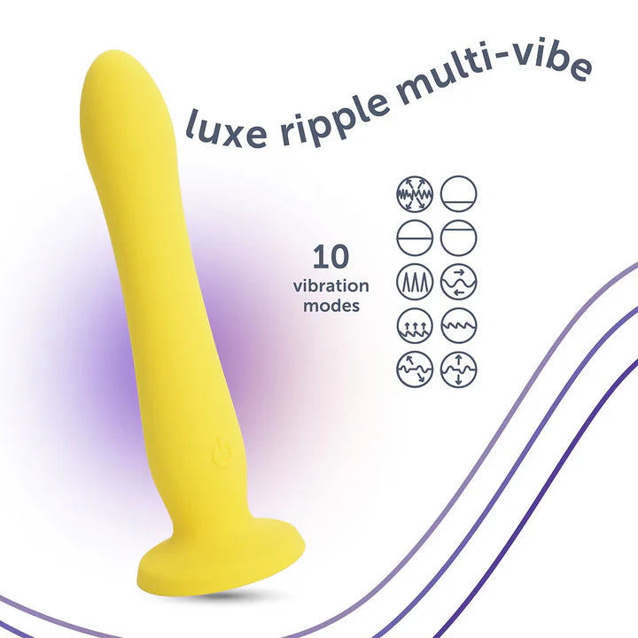 plusOne Luxe Ripple Multi-Vibe suction cup dildo made from body-safe silicone