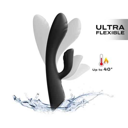 Dorcel Flexi Rabbit Warming Vibrator shown bent to emphasize flexibility